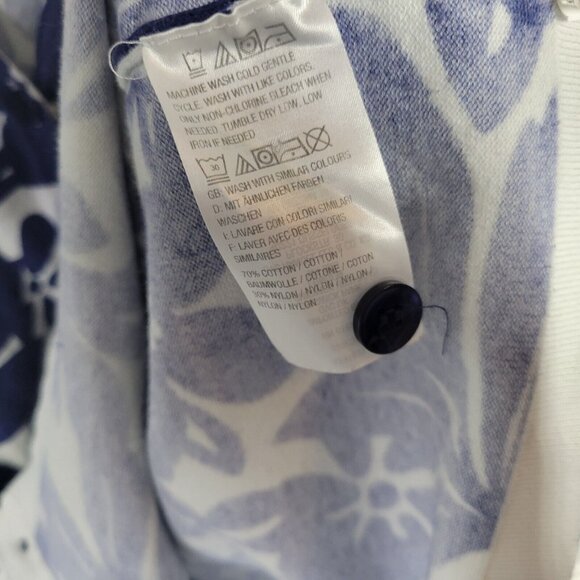 Denim Co Womens Top 3X Short Sleeve Blue White Floral Button Up FLO124E - Picture 7 of 8